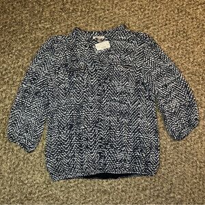 NEW! Roz & Ali Womens M Blue White Blouson Blouse Elastic Waist Attached Tank